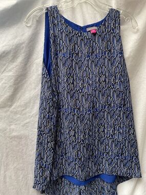 Vince Camuto Blue & Black Printed High-Low Skirt